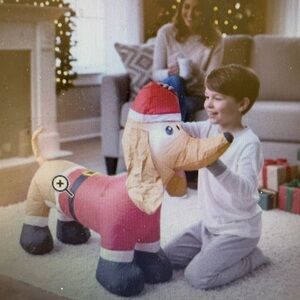 3.5 FT LED Holiday Dachshund Santa Suit Christmas AirBlown Inflatable Weenie Dog
